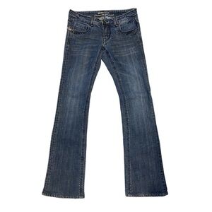 Parasuco Denim Legend Straight Leg Blue Jeans Crystal Embellishment Size 28